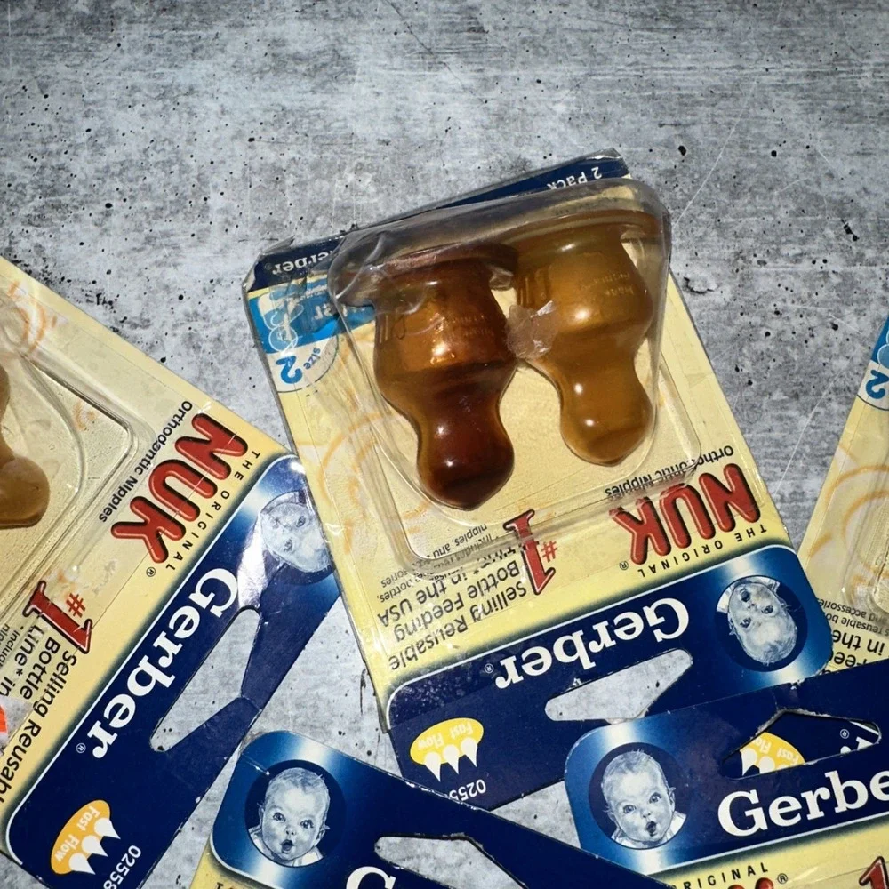 As Is 5- 2pk Gerber NUK Orthodontic Latex Bottle Nipples Fast Flow Sz 2